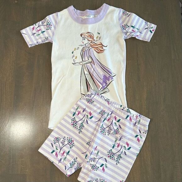 Hanna Andersson size 6-7 Frozen Elsa Short John Pajamas Purple - Picture 1 of 8